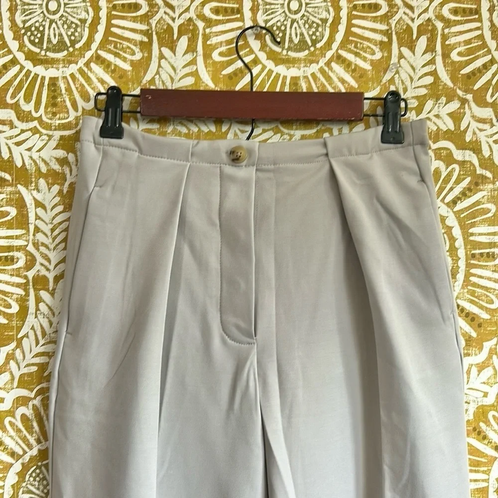 NWOT Free People Tyler Menswear Pleated Wide Leg Trousers in Dove Grey Sz XS